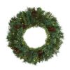 20" Mixed Pine and Pinecone Xmas Wreath w/35 Clear LEDs