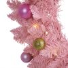 24" Pink Christmas Wreath with 35 LED Lights and Ornaments