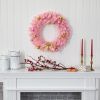 24" Pink Christmas Wreath with 35 LED Lights and Ornaments