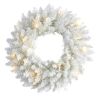 18" White Wreath with 20 LED Lights