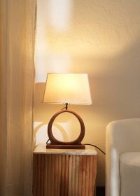Decorative Table Lamp with Wooden Base For Living Room-Bedroom-Home Decor-Table Decor-15X10X21"