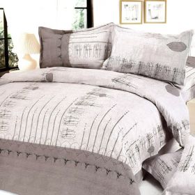 Blancho Bedding - [Beige Autumn] 100% Cotton 4PC Duvet Cover Set (Queen Size)(Comforter not included)