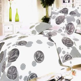 Blancho Bedding - [White Gray Marbles] 100% Cotton 4PC Duvet Cover Set (Queen Size)(Comforter not included)