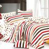 Blancho Bedding - [Rainbow Dots & Stripe] 100% Cotton 4PC Comforter Cover/Duvet Cover Combo (Queen Size)