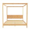 Modern Minimalist Boho King Canopy Bedframe â€“ Natural Pine