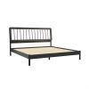 Mid-Century Modern Solid Wood King Spindle Bed â€“ Black
