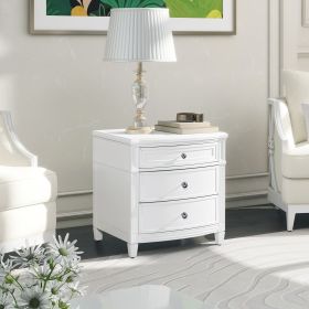 Dauphin 3-Drawer Accent End Table, Grey Cashmere Wood