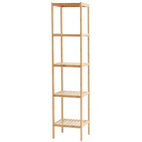 Corner Standing Bookshelf 5-Tier Bamboo Ladder Narrow Shelf Plant Stand