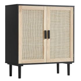 VEVOR Rattan Cabinet, Rattan Storage Cabinet 31.5inch with 2 Magnetic Doors and Adjustable Shelves, Sideboard Buffet Cabinet for Hallway, Entrywa