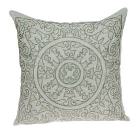 Parkland Collection Fluera Traditional Pillow Cover With Poly Insert (Color: Beige, size: 22 x 22 x 6)