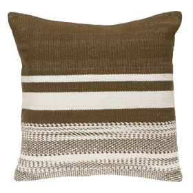 Parkland Collection Transitional Striped Square Pillow (Color: BROWN, size: 18" x 18")