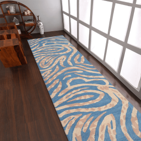 Rugsotic Carpets Hand Tufted Wool Runner Area Rug Contemporary (Color: Blue1, size: 2'6''x10')