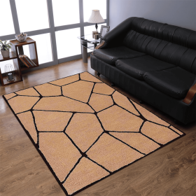 Rugsotic Carpets Hand Tufted Wool Area Rug Contemporary (Color: Beige Black, size: 4'x6')