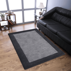 Rugsotic Carpets Hand Tufted Wool Area Rug Contemporary (Color: Charcoal Black, size: 6'x9')