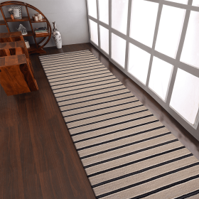 Rugsotic Carpets Hand Woven Flat Weave Kilim Wool Runner Area Rug Contemporary (Color: Cream Charcoal3, size: 2'6''x6')