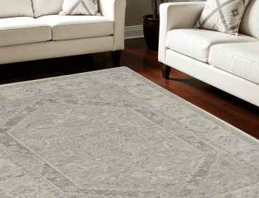 8' X 10' Ivory and Gray Floral Power Loom Area Rug (Option: S000221B001076P060597V001)