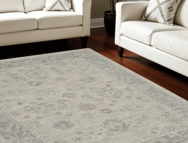 8' X 10' Ivory and Gray Floral Power Loom Area Rug (Option: S000221B001076P060597V002)