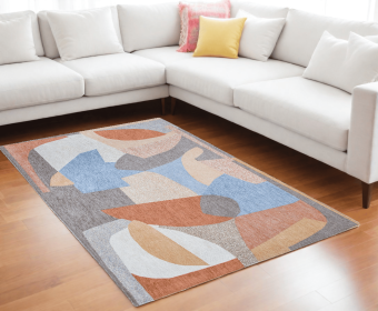 9' X 13' Blue and Gray Abstract Non Skid Area Rug (Option: S000221B001076P063381V001)
