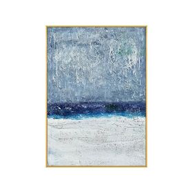 Abstract Blue White Landscape Canvas Posters Handmade Golden Wall Pictures for Living Room Bedroom Aisle Scandinavian Home Decor (size: 100X150cm)