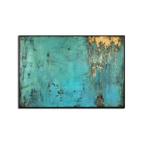 100% Handmade Gold Foil Abstract Oil Painting  Wall Art Modern Minimalist Blue Color Canvas Home Decor For Living Room No Frame (size: 100X150cm)