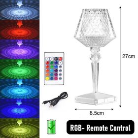 LED Diamond Night Light Table Lamp Rechargeable Touch Sensor Dimming Crystal Projection Light For Bedside Bedroom Restaurant Bar (Emitting Color: upgrade B, Ships From: China)