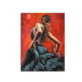 Ha's Art 100% Handmade Abstract Oil Painting Wall Art Modern Minimalist Dancing Girl Picture Canvas Home Decor For Living Room No Frame (size: 50X70cm)