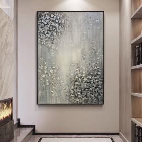 Hand Painted Abstract Oil Painting White Texture On Canvas Abstract Wall Art Picture Living Room Bedroom Wall Decor Unframed (size: 100X150cm)