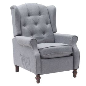 Tufted Push Back Arm Chair Single Reclining Club Chair Home Padded Seating Living Room Sofa (Color: Light Gray)