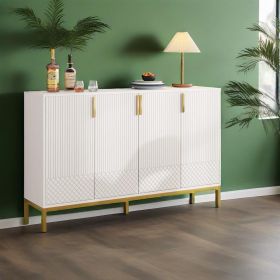 Sideboard Buffet (Color: White and Gold)