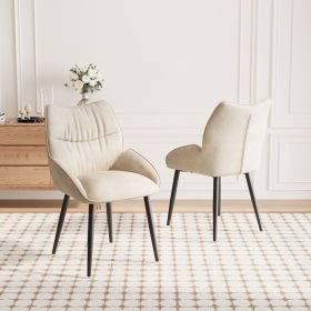 Luxury velvet dining chair two-piece set, modern and minimalist design, essential for home and restaurant use, high rebound seat cushion (Color: Beige)