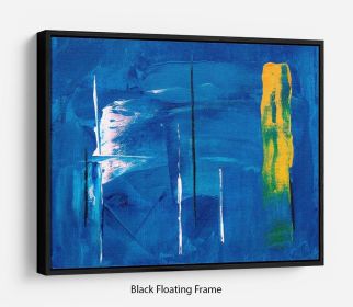 Blue and Green Abstract Painting Floating Frame Canvas (Color: Dark Walnut, size: 12" x 8" / 30cm x 20cm (approx))