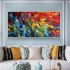 Handmade Oil Painting Original Colorful Feathers Oil Painting On Canvas Large Wall Art Abstract Custom Painting Living room Home Wall Decorative Paint