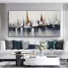 Handmade Hand Painted Wall Art On Canvas Abstract Horizontal Abstract Ocean Sailboat Landscape Modern Home decorative painting