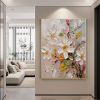 Hand Painted Oil Painting Abstract Blooming Flower Oil Painting Large Wall Art Original KnifeTextured Wall Art Boho Art Modern Living Room Decor