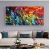 Handmade Oil Painting Original Colorful Feathers Oil Painting On Canvas Large Wall Art Abstract Custom Painting Living room Home Wall Decorative Paint