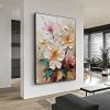 Hand Painted Oil Painting Abstract Blooming Flower Oil Painting Large Wall Art Original Knife Textured Wall Art Boho Art Modern Living Room Decor