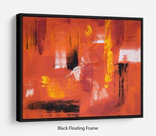 Blue Green and Yellow Abstract Painting Floating Frame Canvas (Color: Black, size: 32" x 24" / 80cm x 60cm (approx))