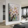 Hand Painted Oil Painting Abstract Original Flower Oil Painting On Canvas Large Wall Art Original White Floral Custom Painting Living Room Wall Decor