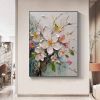 Hand Painted Oil Painting Abstract Original Flower Oil Painting On Canvas Large Wall Art Original White Floral Custom Painting Living Room Wall Decor